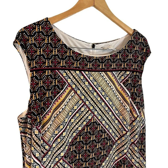 Cato Midi Dress Plus Size 18/20W Jersey Stretch Multi Pattern Tribal Sleeveless - Picture 5 of 8